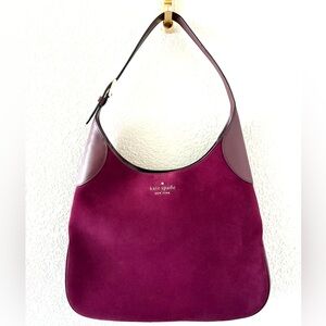Kate Spade - Aster Suede Leather Shoulder Bag - burgundy